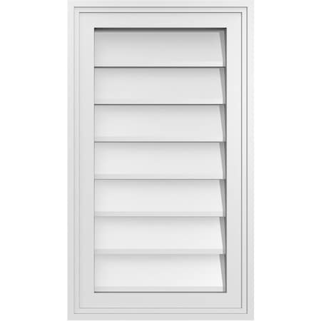 Ekena Millwork Vertical Surface Mount PVC Gable Vnt: Non-Functional, w/2"W x 1-1/2"H, Brickmould Frame, 14"W x 24"H GVPVE14X2402SN